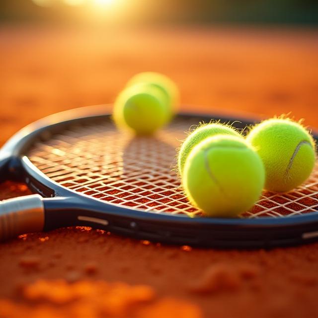 Racchetta da tennis professionale su campo in terra rossa